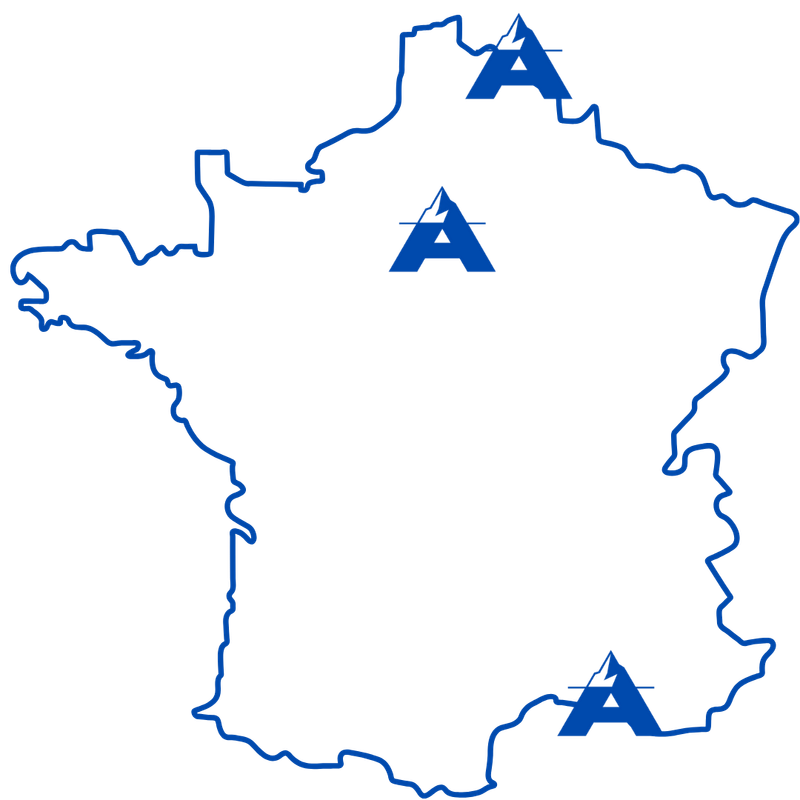 Carte de France avec les implantations