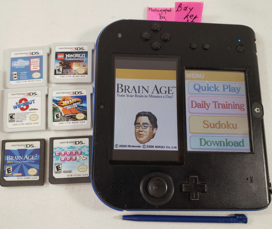 Nintendo 2DS Electric Blue Black with Box Games Charger 2D