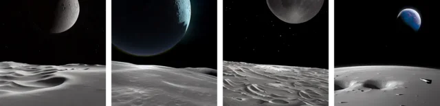 “The surface of the moon. Hyper realistic” strength=0.8, ddim_steps=30