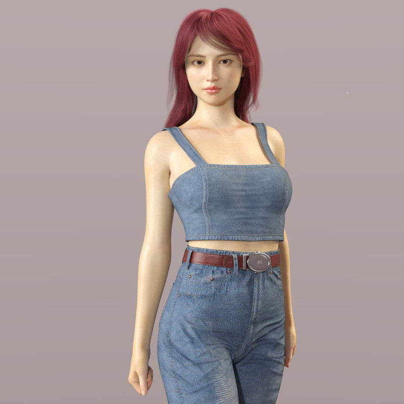 Denim camisole for Genesis 8 Females and Genesis 9
