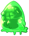 A slimy green egg with the visible outline of a Goober inside