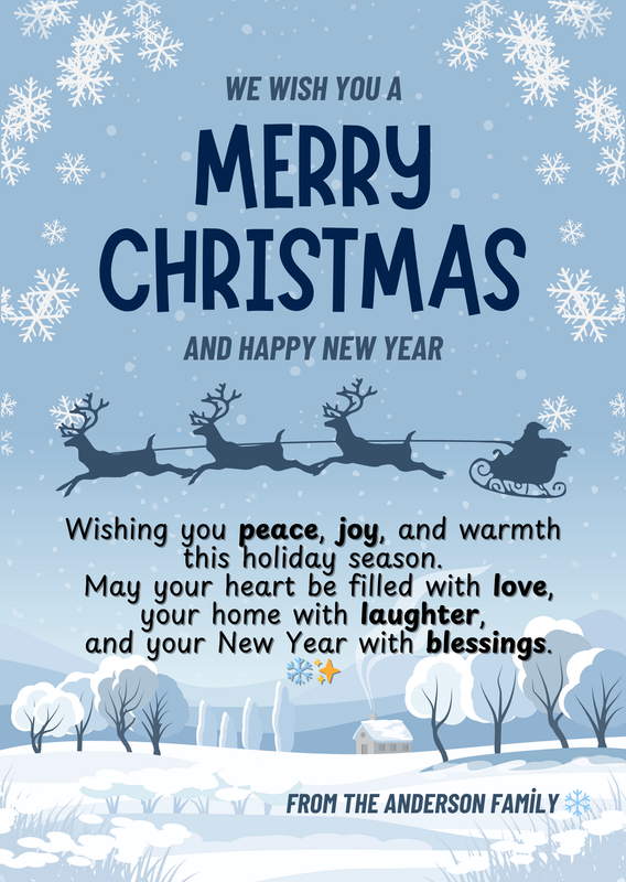 Elegant Winter Christmas Card Canva Template – Printable & Editable