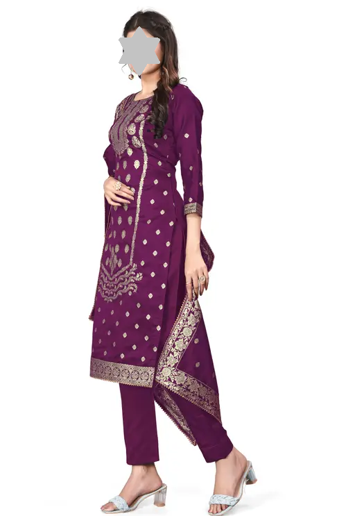 Designer Art Silk Unstitched Suit Material Beautiful Party wear Woven banarasi suit material For Women Kurta Set With Dupatta for Ladies Color 6 (R119)