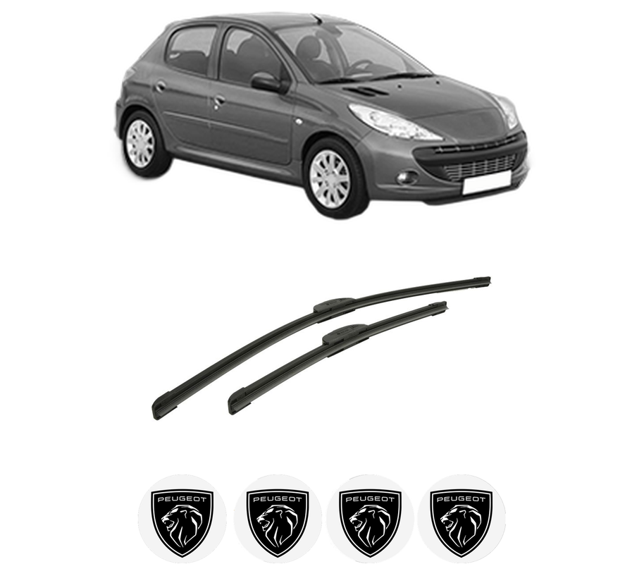 Set stergatoare auto PEUGEOT 206+ (2L_, 2M_) din 2009-2013, pentru parbriz auto, 2 bucati, Bosch Aerotwin Retrofit, din cauciuc siliconat rezistent, 4 Stickere Auto PEUGEOT