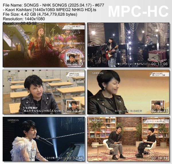 [TV-Variety] NHK SONGS (2025.04.17) – 第677回 – 岸谷香