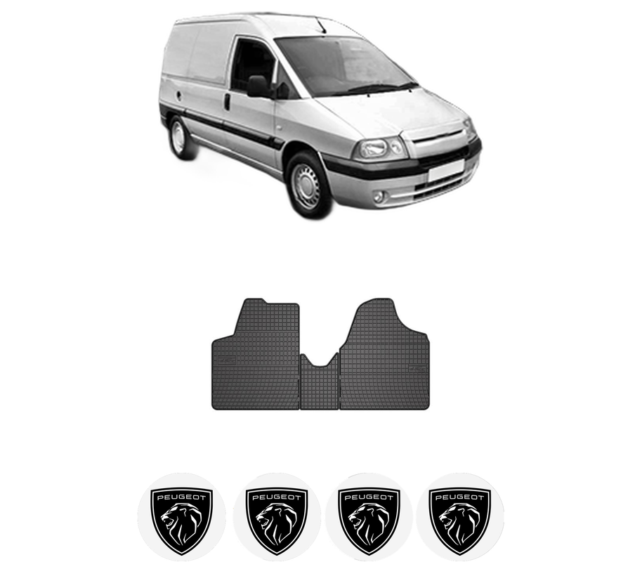 Set covorase presuri PEUGEOT EXPERT Van (222) din 1996-2006, auto, din cauciuc thermoplastic, 4 Stickere auto cu PEUGEOT