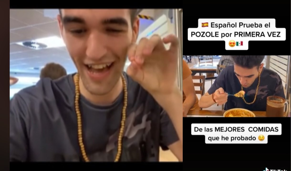 Español prueba el pozole mexicano y casi llora de la emoción