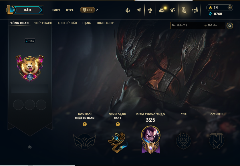 Acc LMHT # - Không Khung