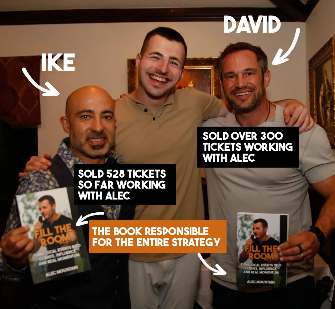 Alec with Ike and David, holding Fill The Room