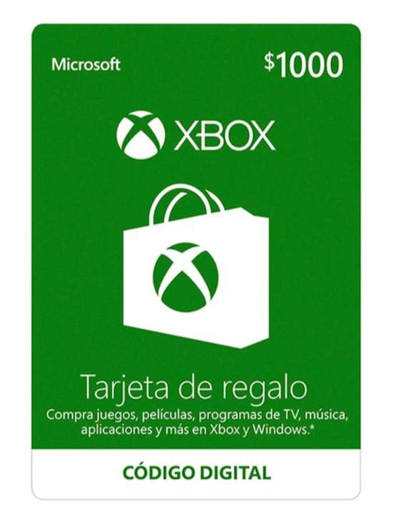 Walmart: Tarjeta de regalo xbox de $1000 en $899