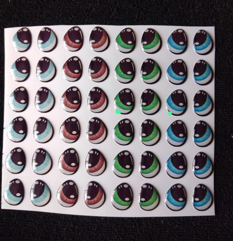 Ojos adhesivos redondos de 1.5cm para muñecos 6pz