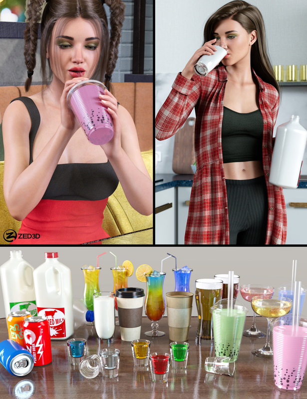 Z Drink Up Props And Poses Collection For Genesis 8 And 8.1 [REPOST]