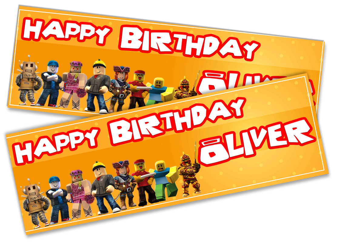 X2 Personalised Birthday Banner Roblox Children Kids Party Decoration Poster 6 Ebay - roblox banner