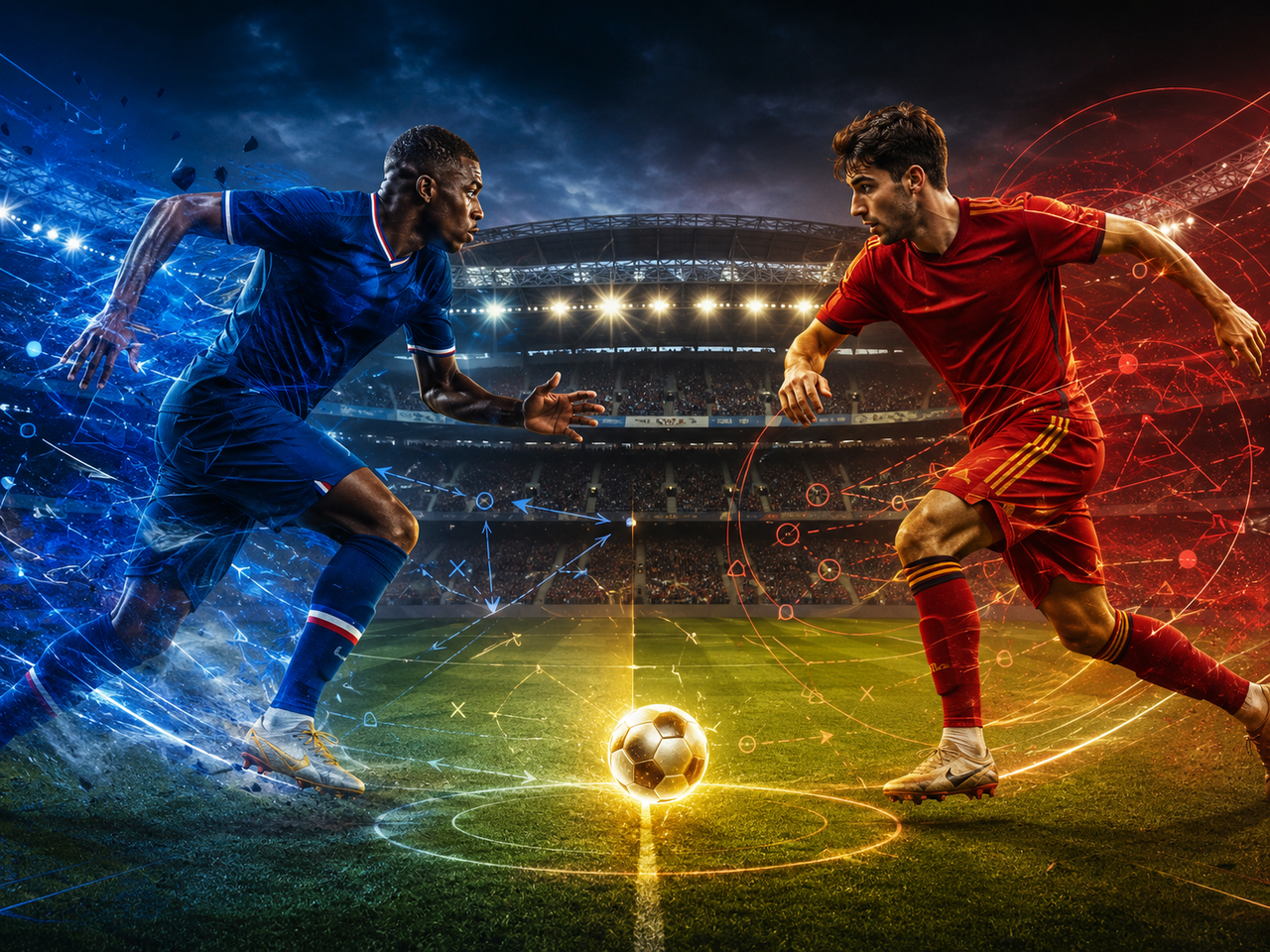 França x Espanha vale mais que uma vaga na final: é o confronto entre a força do ataque e o controle do jogo