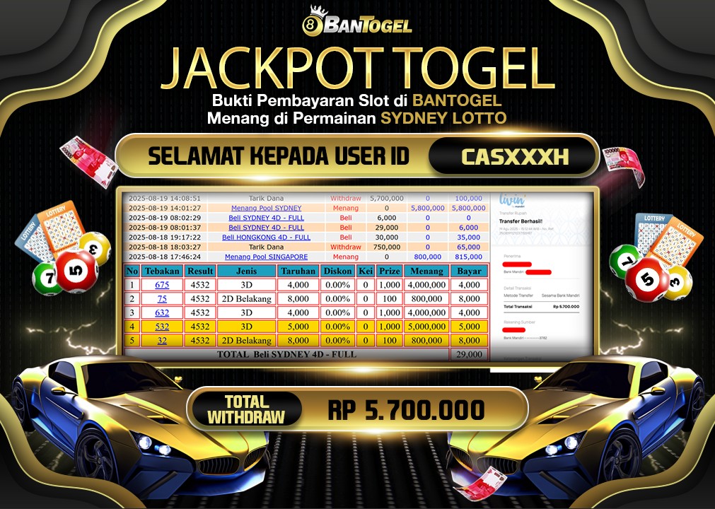 BUKTI JACKPOT LUNAS BANTOGEL
