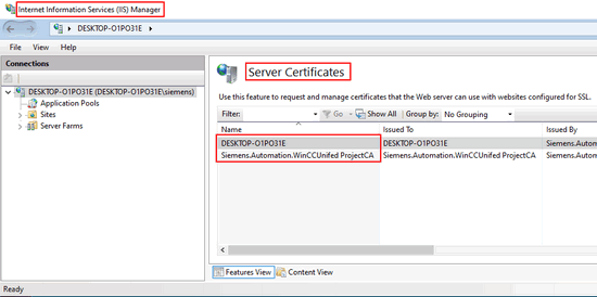 WinCC Unified Runtime on engineering computer certificates WinCC Unified Runtime on engineering computer certificates