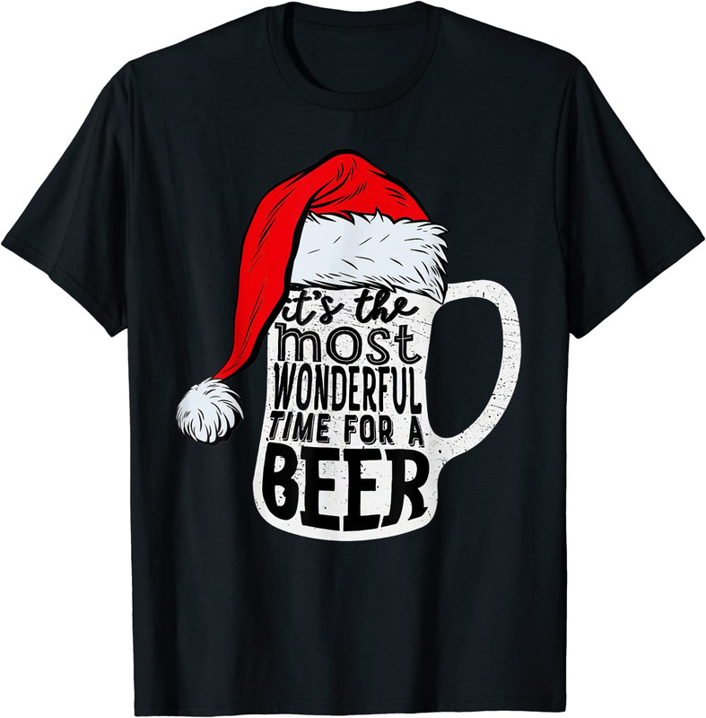 The Most Wonderful Time For A Beer Funny Santa Hat Unisex T-Shirt