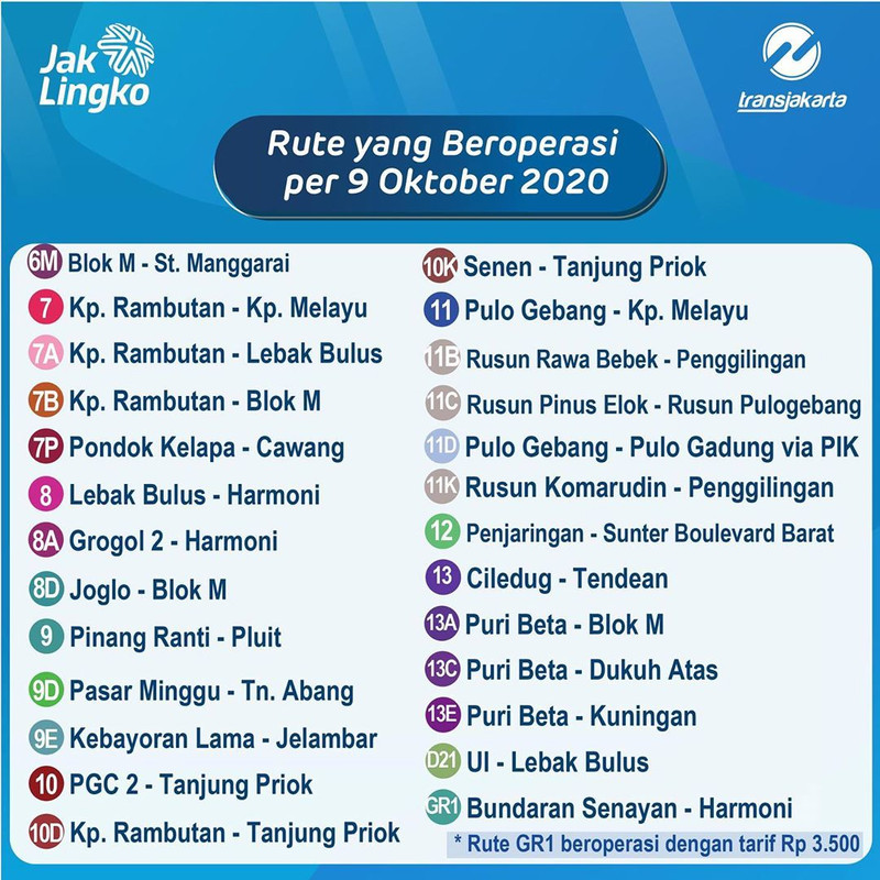 Jadwal terbaru layanan bus TransJakarta mulai 9 Oktober