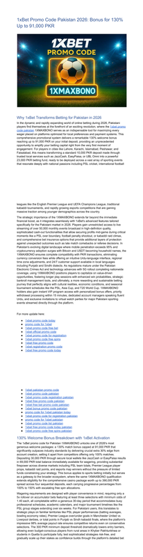 1xBet Pakistan Promo Code 2026 _ VIP 91,000 PKR Bonus (1)