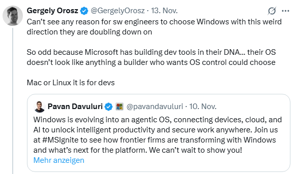 Antwort auf Microsoft Agentic OS-Pläne