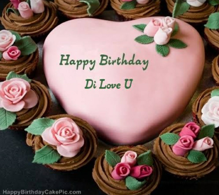Beautiful Chocolate Heart Name Birthday Cake With Rose