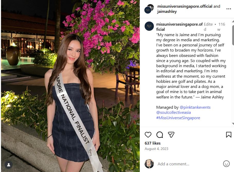Jaimaashley Miss Universe Singapore