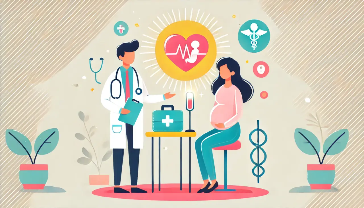 A medical professional discussing surrogacy health guidelines with a potential surrogate mother