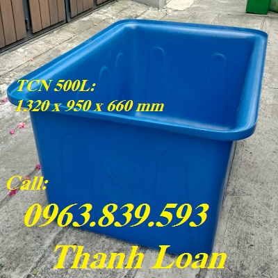 Thùng nhựa chữ nhật 500lit, thùng nuôi cá, đựng nước rẻ toàn quốc / 0963.839.593 Ms.Loan Thung-chu-nhat-500-L-1-lop
