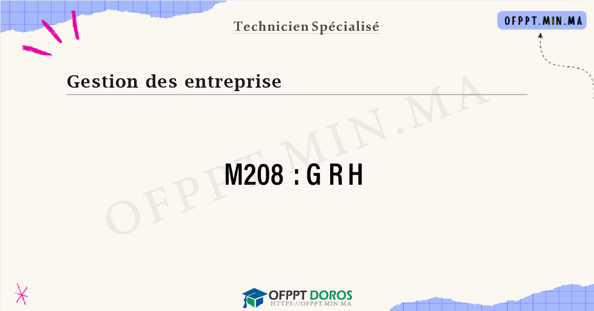 Sommaire détaillé du cours GRH M208 OFPPT - Structure du module