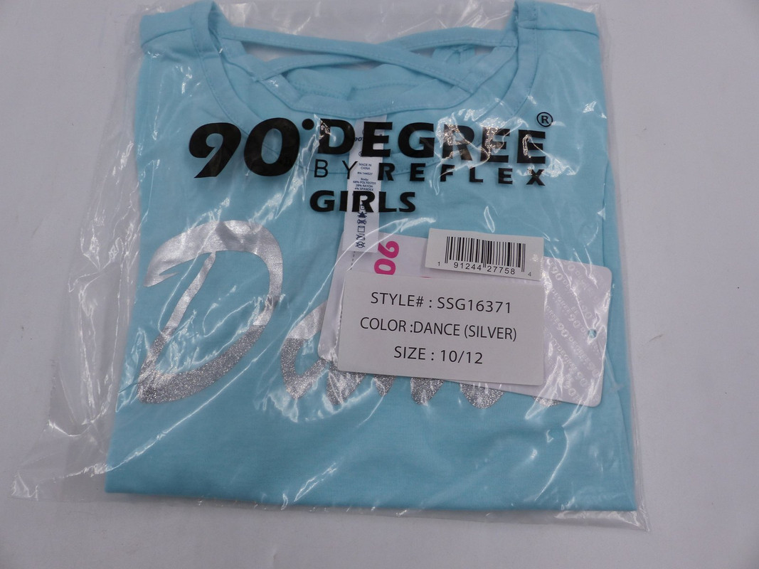 90 DEGREE BY REFLEX LIGHT BLUE DANCE SHIRT GIRLS 10/12 SSG16371