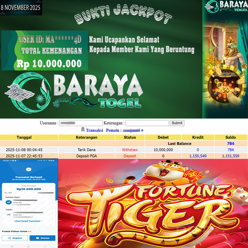 Rp. 10.000.000.- WD LUNAS DI BARAYATOGEL