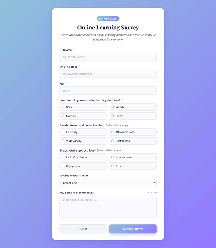 Survey Form project screenshot
