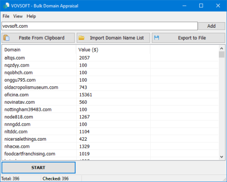 VovSoft Bulk Domain Appraisal 2.3