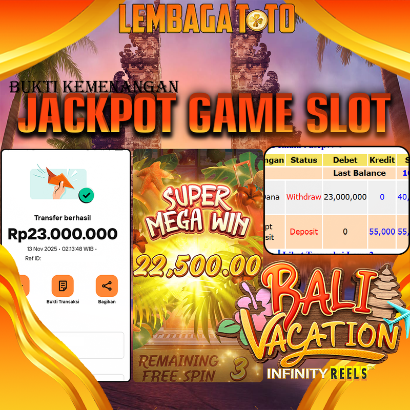 BUKTI JACKPOT 14 NOVEMBER LEMBAGATOTO BALI VACATION Rp.23.000.000,- LUNAS
