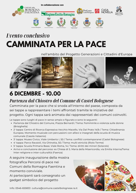 Sabato 6 dicembre Camminata per la Pace: il percorso che unisce comunità e valori europei