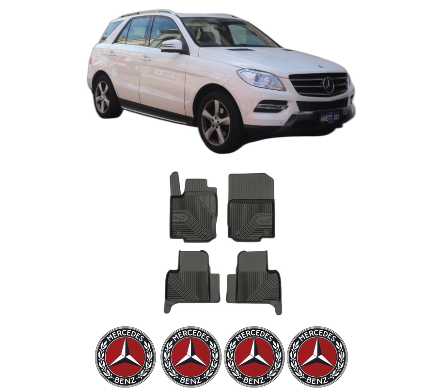 Set covorase presuri MERCEDES-BENZ M-CLASS (W166) din 2011-2015, auto, din cauciuc thermoplastic, 4 Stickere auto cu MERCEDES-BENZ