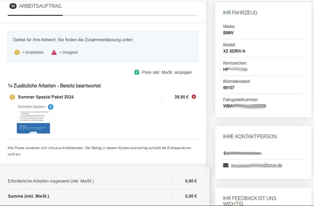 Fleetback-Arbeitsauftrag für Kunde Fleetback-Arbeitsauftrag für Kunde