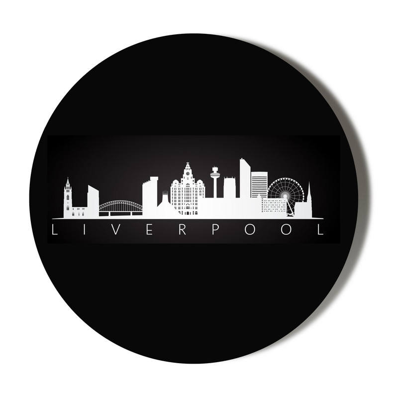 LIVERPOOL SKYLINE BLACK BACKGROUND BADGE