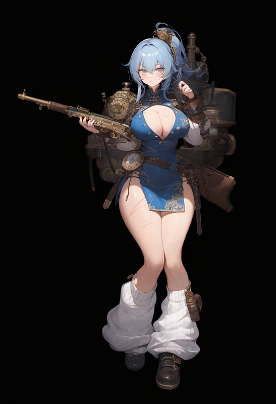 1girl, dark background, full body, grey eyes, blue hair, curvy, loose socks, chi s-2813602481