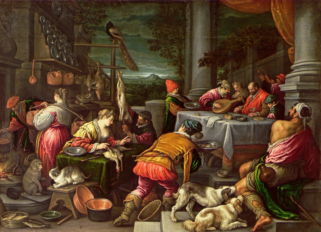 3-Leandro-da-Ponte-Bassano-The-Rich-Man-and-Lazarus-1590-95-Meister-Drucke-109820