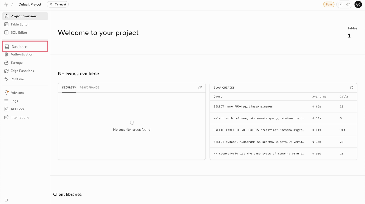 Supabase Dashboard