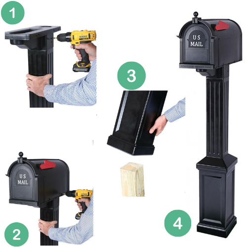 US Mailbox strong with Post Large Black Classic Newport Craftsman Style