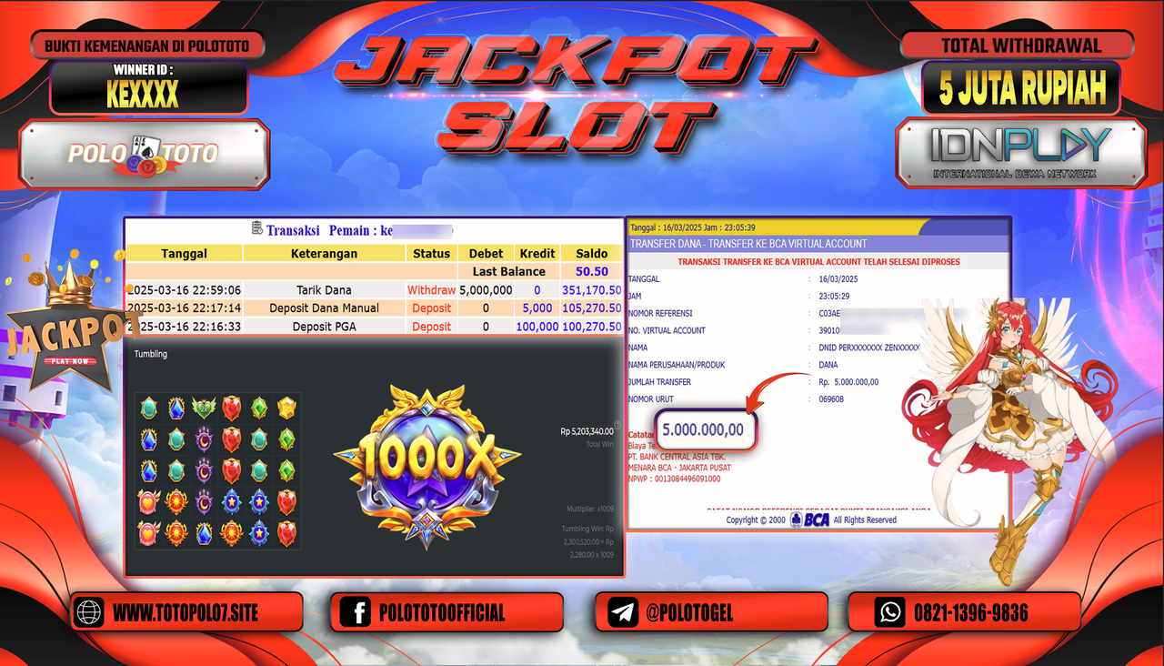 POLOTOTO JACKPOT SLOT STARLIGHT PRINCESS 1000 Rp.5.000.000,-