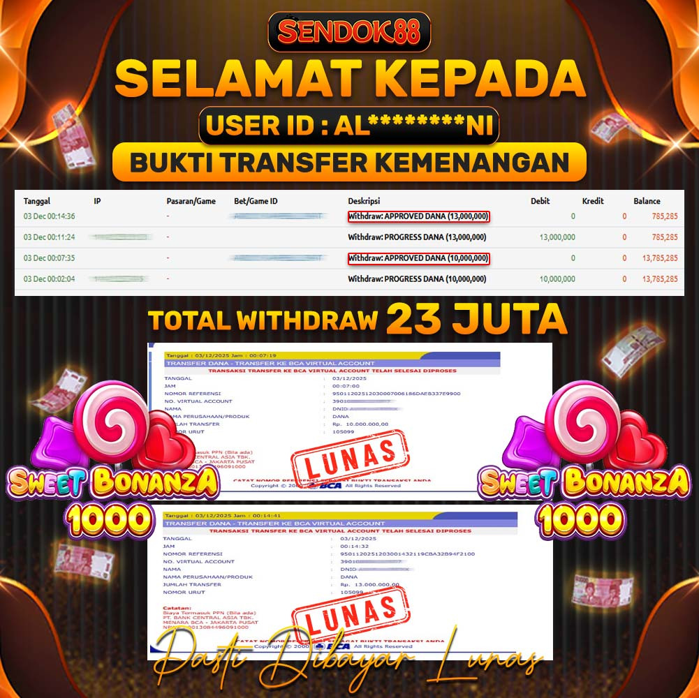 SENDOK88 JEPE! SWEET BONANZA 1000 Rp 23.000.000,- LUNAS!