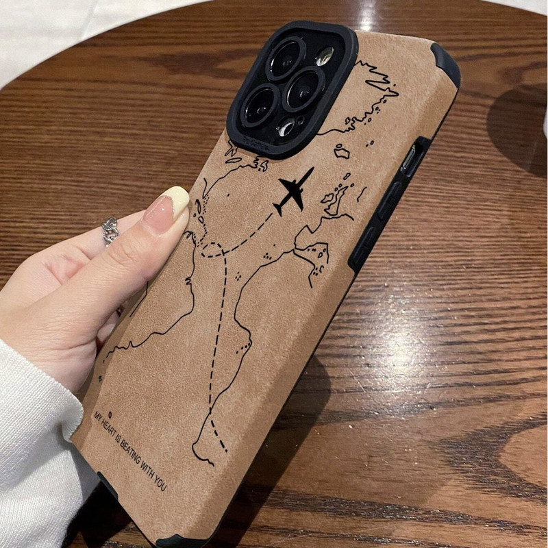 Foto de Funda con diseño de viaje color marrón.