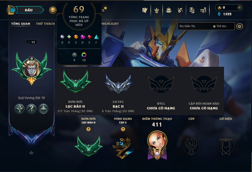 Acc LMHT # - Khung Lục Bảo