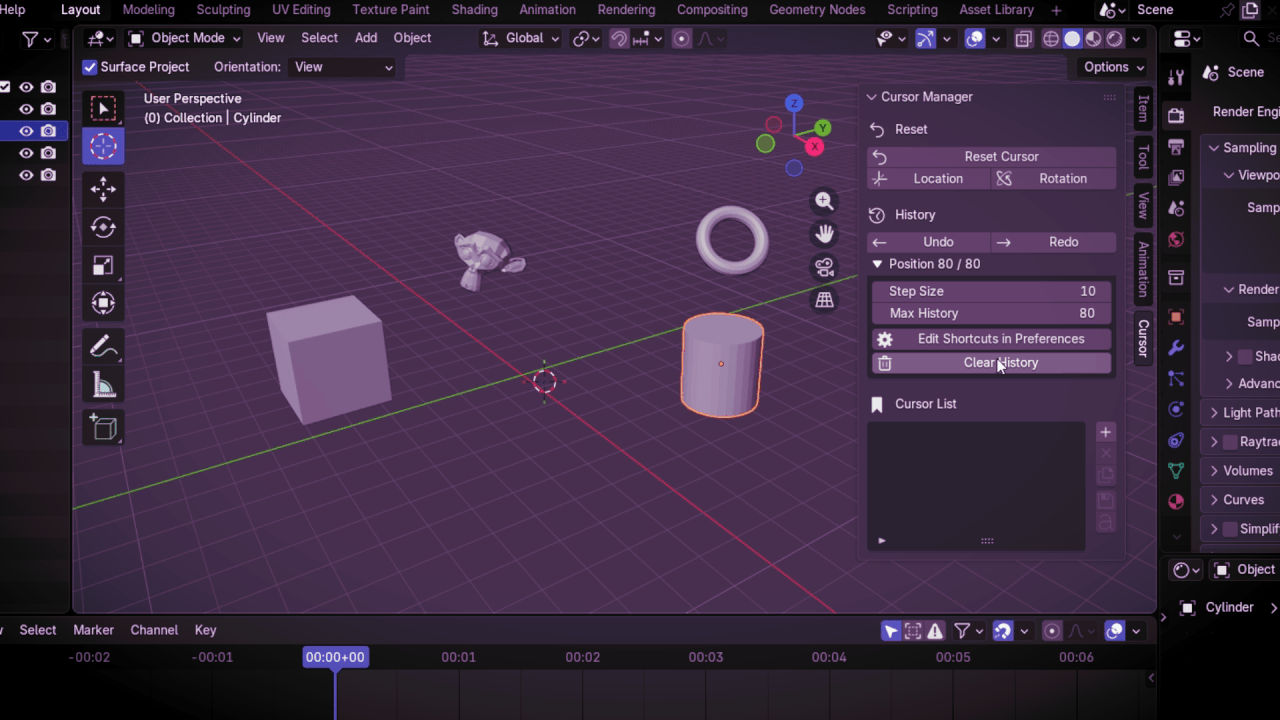 Cursor Manager stored cursor management