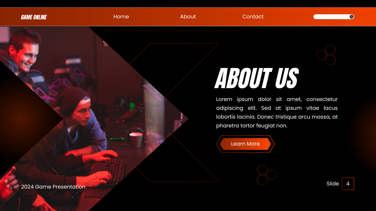 Orange and Black Gradient Bold Game Presentation