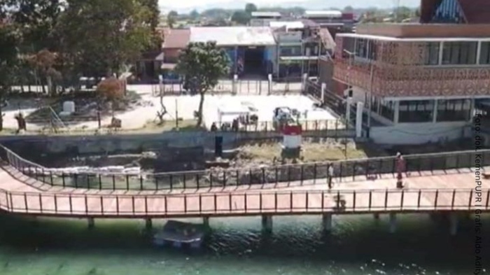 Potret venue acara F1 PowerBoat di Danau Toba di Sumatera Utara yang siap digunakan pada 24-26 Februari 2023.