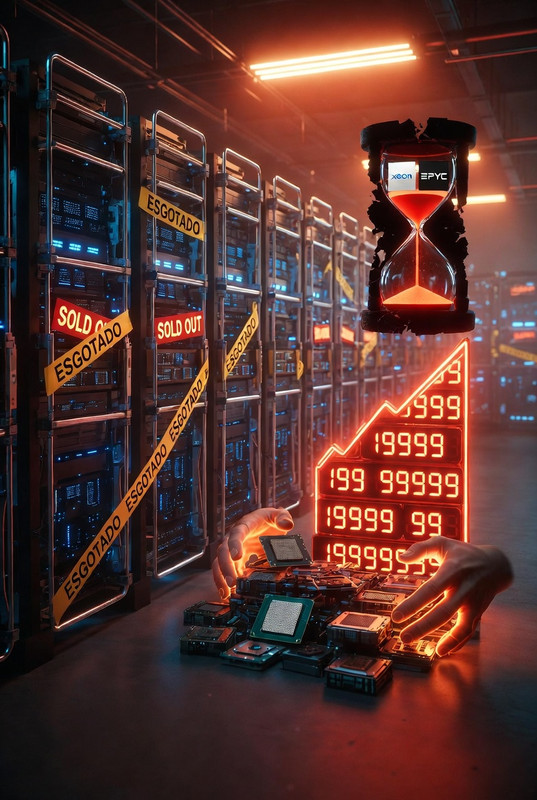 Intel e AMD em crise: escassez crítica de CPUs para servidores faz preços dispararem e prazos chegarem a seis meses.